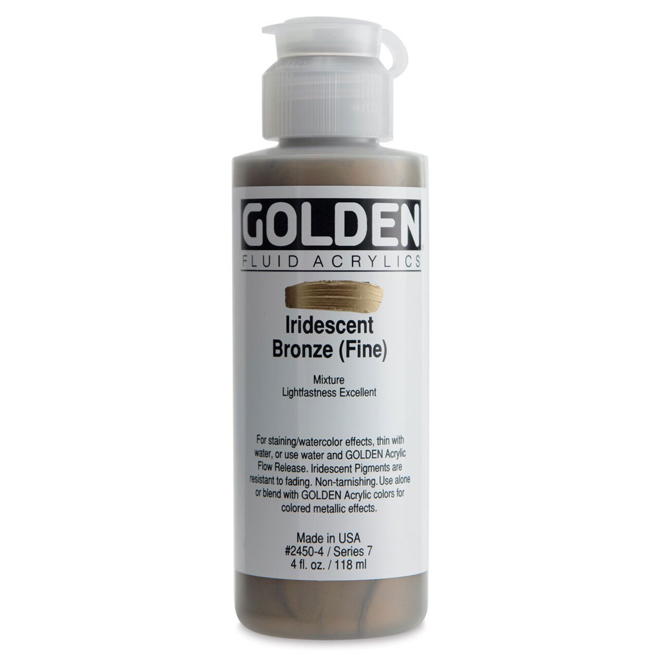Golden Fluid Acrylics - Iridescent Bronze (Fine), 4 oz bottle